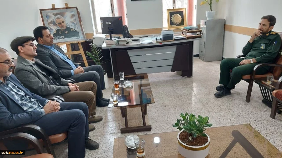 دیدار دکتر فربد سرپرست محترم، مهندس موحدی معاونت محترم آموزشی و پژوهشی و مهندس شادمان معاونت محترم دانشجویی و فرهنگی آموزشکده فنی و حرفه‌ای شهید رجایی قوچان با جناب سرهنگ نظری فرمانده سپاه ناحیه قوچان 6