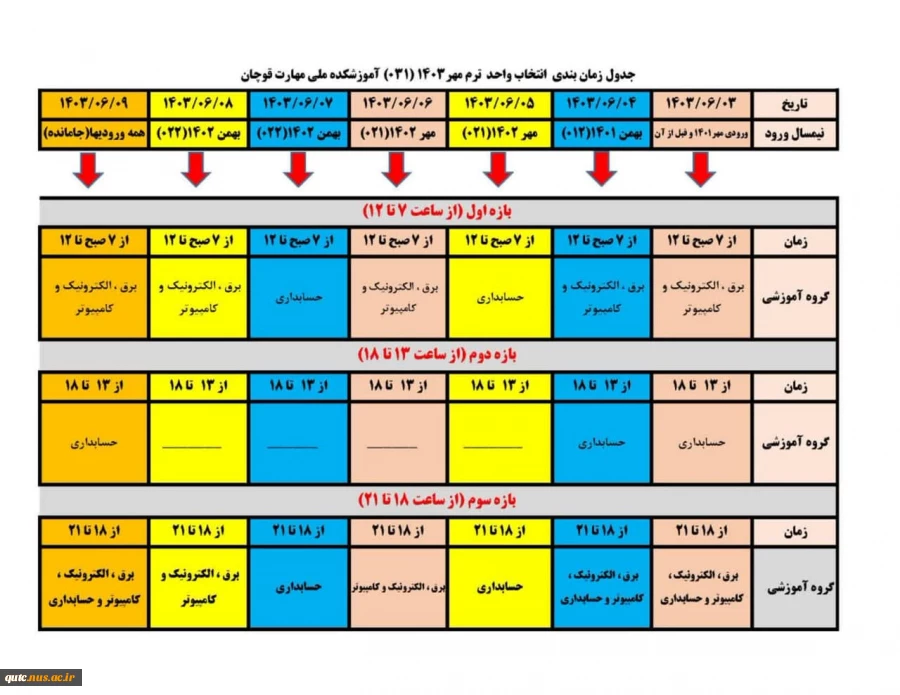#جدول_زمان‌بندی #انتخاب_واحد ۰۳۱ (ترم مهر ۱۴۰۳) 2