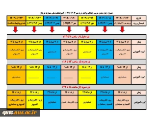 جدول زمان‌بندی ترمیم انتخاب واحد ۰۳۱ (ترم مهر ۱۴۰۳)