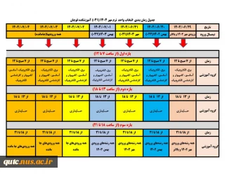 جدول زمانبندی انتخاب واحد ترم مهر۱۴۰۴