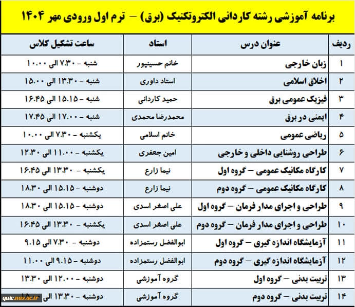 اطلاعیه واحد آموزش - ویژه دانشجویان ترم اول پسران - ورودی مهر ۱۴۰۴
 4