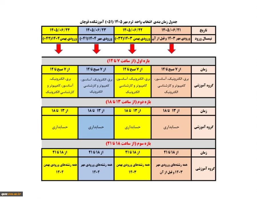 اطلاعیه انتخاب واحد نیمسال 051 - اطلاعیه شماره دو 2